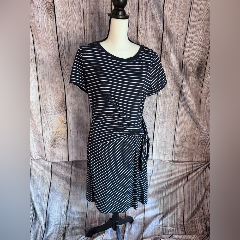 Chico's Navy and White Striped Dress